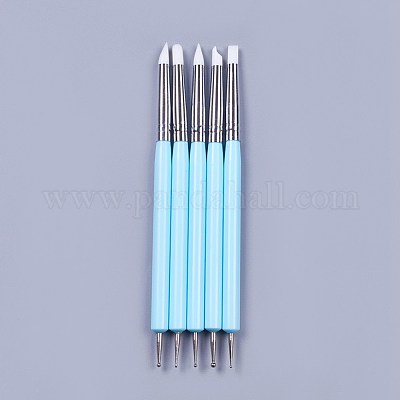 Silicone Double Head Nail Art Dotting Tools, Nail Brush Pens, Painting  Drawing Line Brushes, with Brass Tube and Acrylic Finding, Sky Blue