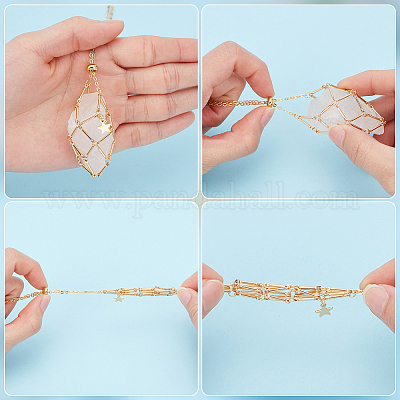 9 шт. 9 стиля звезда латунный пустой макраме мешочек подвеска ожерелье NJEW-WR00003-1