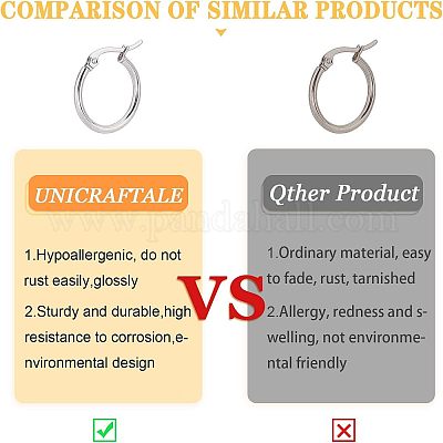 20 пара серег-колец из нержавеющей стали 201 STAS-UN0022-38-1