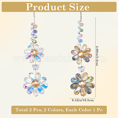 2 шт. 2-х цветные стеклянные бусины в виде цветка-ловца солнца AJEW-CN0002-78-1