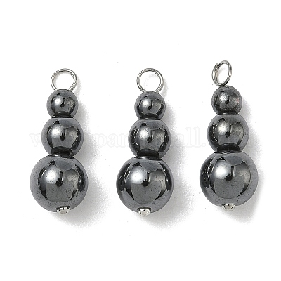 Синтетические немагнитные гематитовые круглые бусины-подвески PALLOY-JF02867-05-1