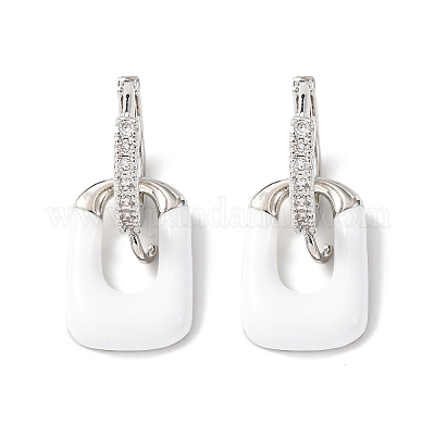 Фурнитура для серег-подвесок из латуни с микропаве из прозрачных кубических цирконий EJEW-A149-01B-P-1