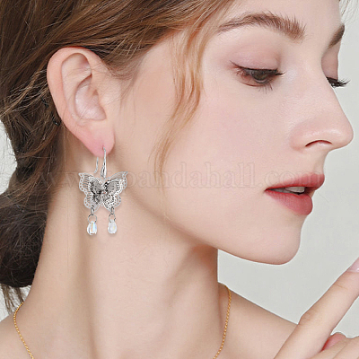 2 пара сережек-крючков из стерлингового серебра с родиевым покрытием STER-BBC0006-70-1