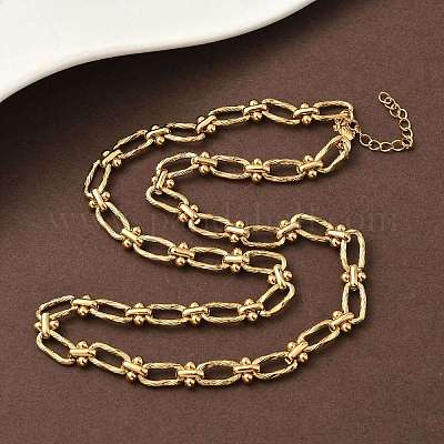 Ожерелье из овальных звеньев из нержавеющей стали 304 с ионным покрытием (IP) для женщин NJEW-B107-07G-01-1