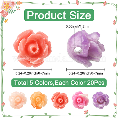 100 шт. 5-х цветные резные бусины из синтетического коралла&nbsp;CORA-SP0001-13-1