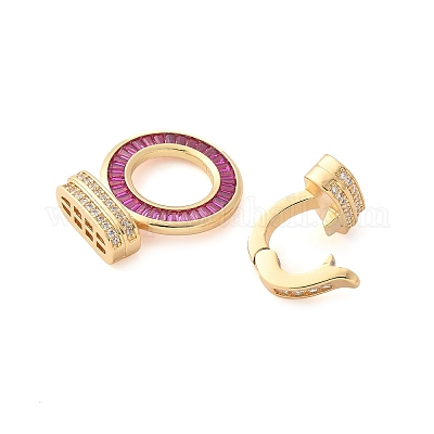 Латунные микро проложить кубического циркония раз за застежками KK-L289-007G-1