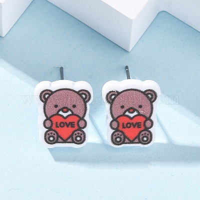 Деревянные серьги-гвоздики EJEW-M063-01G-1