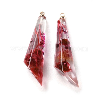 Подвески из прозрачной смолы с сухоцветами RESI-A043-08A-1