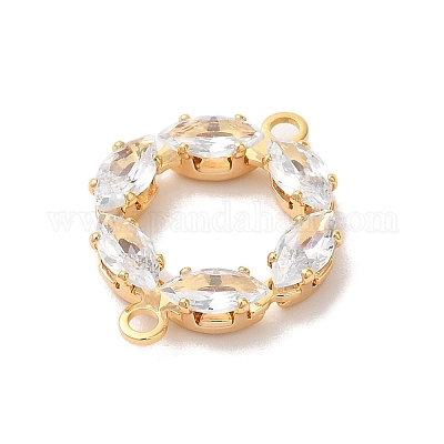 Кольцо из латуни с прозрачным фианитом и конским глазом KK-M294-02G-1