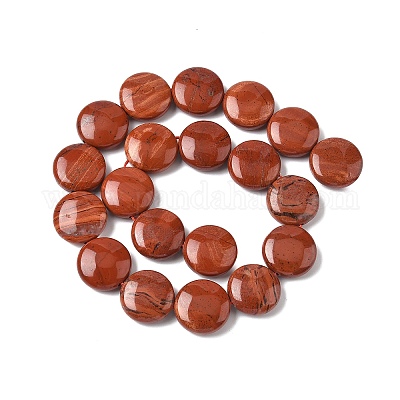 Естественный хрустят плоские круглые красные яшмы бусы пряди G-L246-21-1