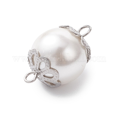 Подвески-соединители из белых круглых жемчужин PALLOY-JF04383-1