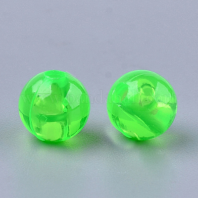 透明プラスチックビーズ  ラウンド  ライム  6x5.5mm  穴：1.8mm  約500個/50g&nbsp;X-KY-T005-6mm-636-1