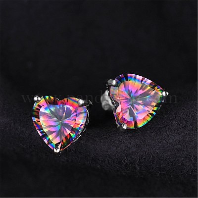 Латунь горный хрусталь серьги EJEW-BB64065-A-1