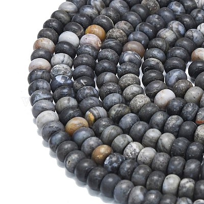 Нити натуральных африканских черных опаловых бусин G-P575-A31-8x5mm-1