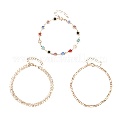 ゴールドメッキ ビーズ付き2連アンクレット K18 メンズアンクレット イエローゴールド グリッター ビーズ