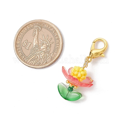 Наборы украшений в виде подвесок в виде цветов из стеклянных бусин и акриловых камней ручной работы HJEW-MZ00254-1