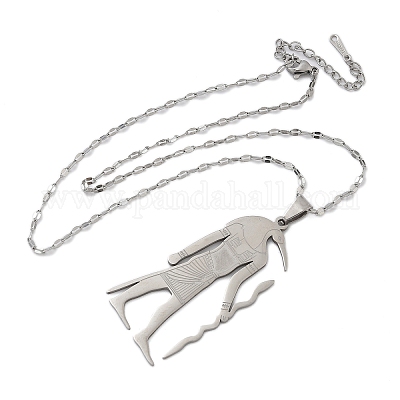 201 подвеска из нержавеющей стали с изображением древнеегипетского бога Анубиса NJEW-D318-06P-1