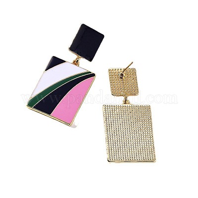 Прямоугольные серьги-гвоздики из сплава с эмалью FS-WG25040-01-1