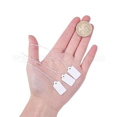 500pcs Rectangle Jewelry String Cords Price Tags White Blank Label jewelry  Display Cards Hang Tag Card 23x13mm