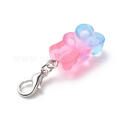 Прозрачный градиент цвета смолы медведь кулон украшения X-HJEW-JM00768-1