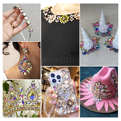 70шт 7 цвета заостренные задние стеклянные кабошоны со стразами RGLA-TA0001-06-1