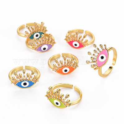 Латунные микро проложить манжеты кольца кубического циркония RJEW-Q165-015-NR-1