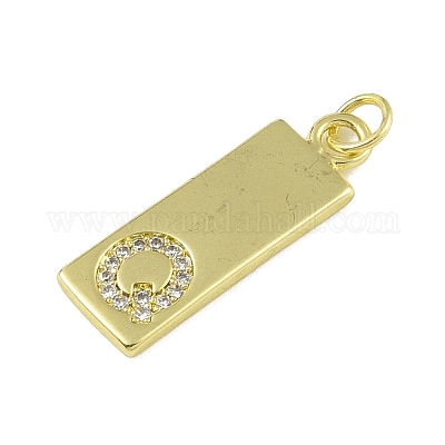 Латунные микропаве прозрачные подвески с фианитом KK-P266-06G-Q-1