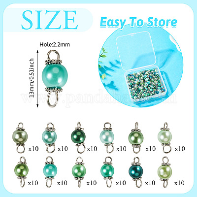 120 шт. 12-х цветные стеклянные перламутровые круглые подвески-соединители PALLOY-TA00261-1