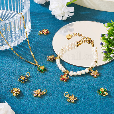 6 шт. 6 цвета латунные подвески с микропаве и кубическим цирконием KK-TA0002-10G-1