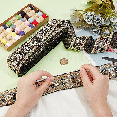 Кружевная отделка из полиэстера с ромбической вышивкой OCOR-WH0090-84A-1