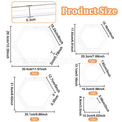 2/3/4/5/6 Inch Hexagon Quilting Template, Transparent Acrylic Sewing  Machine Ruler, DIY Hand Patchwork, Cutting Craft, Clear,  89~264x102~304x3mm