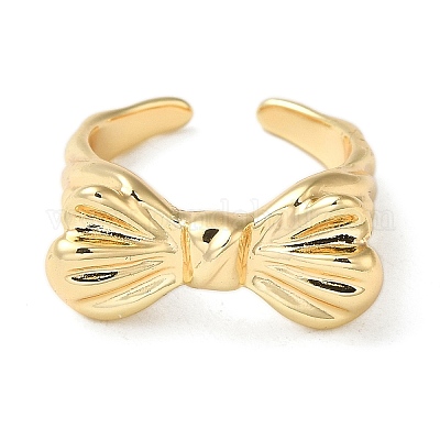 Кольцо из латуни с открытой манжетой RJEW-C037-04G-1