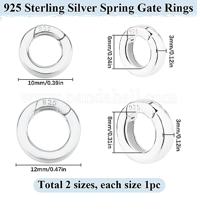 2 шт. 2 стиля 925 кольца с пружинным затвором из стерлингового серебра STER-SC0001-35B-1