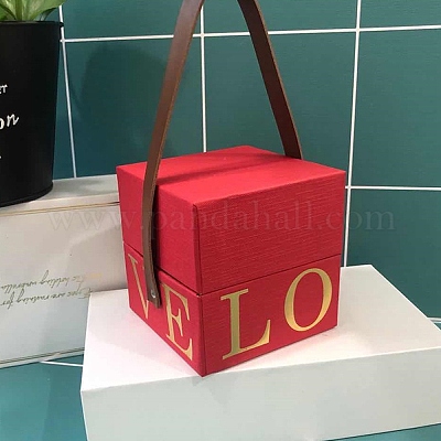 Квадратная подарочная коробка из картона и бумаги с принтом любви CON-G019-01A-1