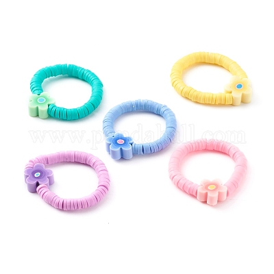 Стрейч-кольца из полимерной глины ручной работы RJEW-JR00345-1