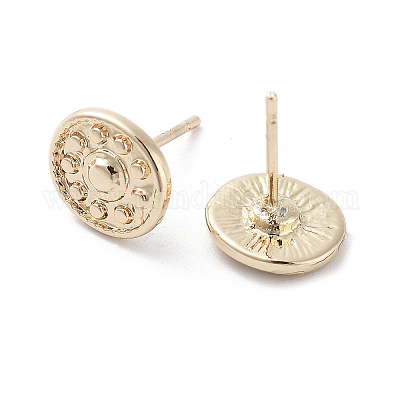 Плоские круглые серьги-гвоздики из сплава для женщин EJEW-H309-08KCG-1