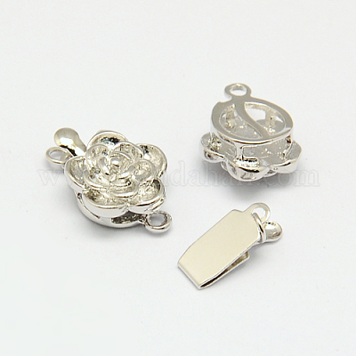 Цветок латунь коробка застежками KK-F0171-P-NF-1