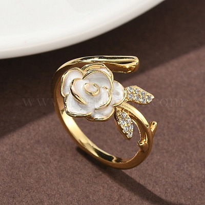 Кольца-манжеты из цветочной латуни с микропаве из кубического циркония RJEW-A069-02B-01G-1