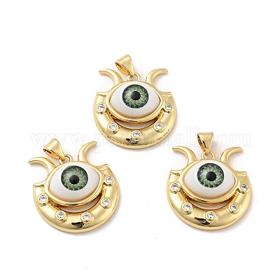 Сглаз с луной латунные подвески из прозрачного кубического циркония с микропаве KK-G419-10G-02-1