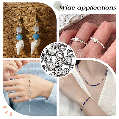 40 шт. 925 бусины из стерлингового серебра с родиевым покрытием STER-GO0001-49-1