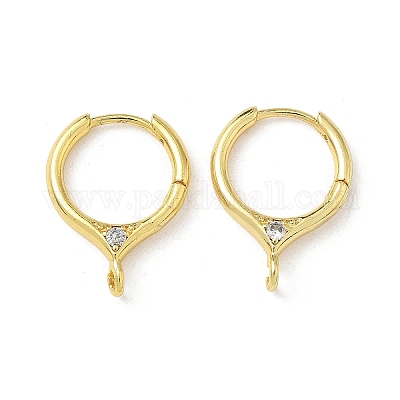 Латунные серьги-кольца из прозрачного кубического циркония KK-G536-02G-1