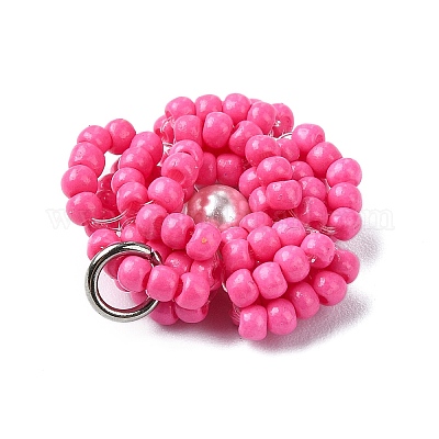 Подвески из стеклянных бусин в виде маргариток PALLOY-MZ00462-03-1