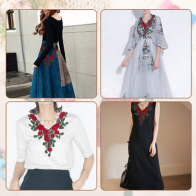 3d цветок розы металлической нитью вышитый цветочный кружевной воротник AJEW-WH0314-25-1