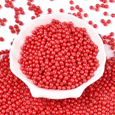Непрозрачная выпечка окрашены стеклянные бусины DGLA-T004-03L-1