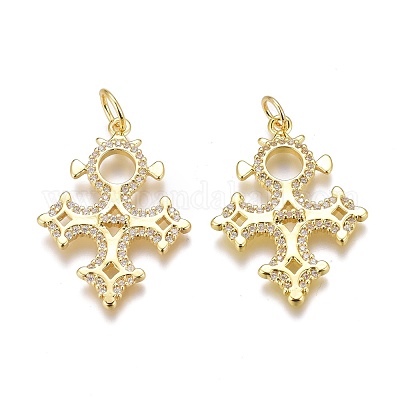 Латунные микропаве прозрачные подвески с фианитом ZIRC-O035-01G-1