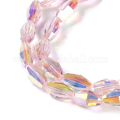 Стеклянные бусины с гальваническим покрытием  GLAA-Q101-03B-AB07-1