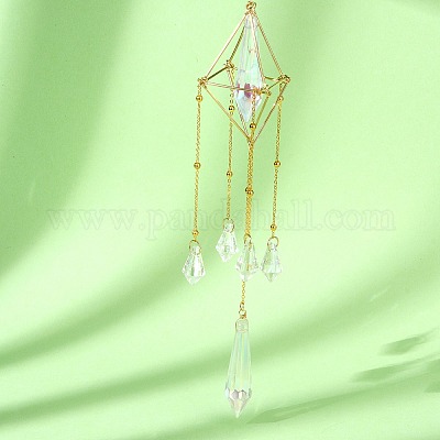 Стеклянная пуля с латунными цепочками HJEW-JM01299-1