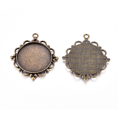 Тибетском стиле сеттинги сплав цинка кулон кабошон X-TIBEP-M003-16AB-NR-1