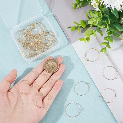 50 шт. фурнитура для сережек-колец из нержавеющей стали 304 STAS-UN0039-70-1