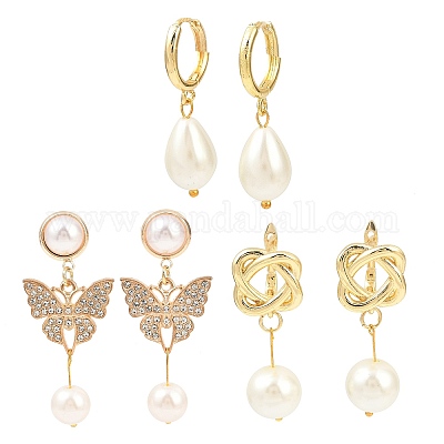 3 пара 3-х стилевых комплектов сережек из латуни EJEW-JE06461-1